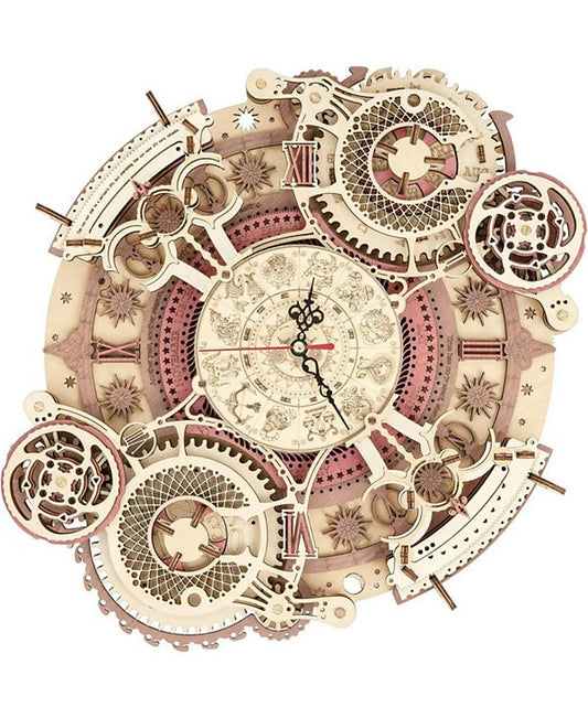 3D Wooden Puzzle 168 Pieces for Adult DIY Wall Quartz Clock Decortion Kits Gift for Kids, Multicolored, 13.1"12"12.1"